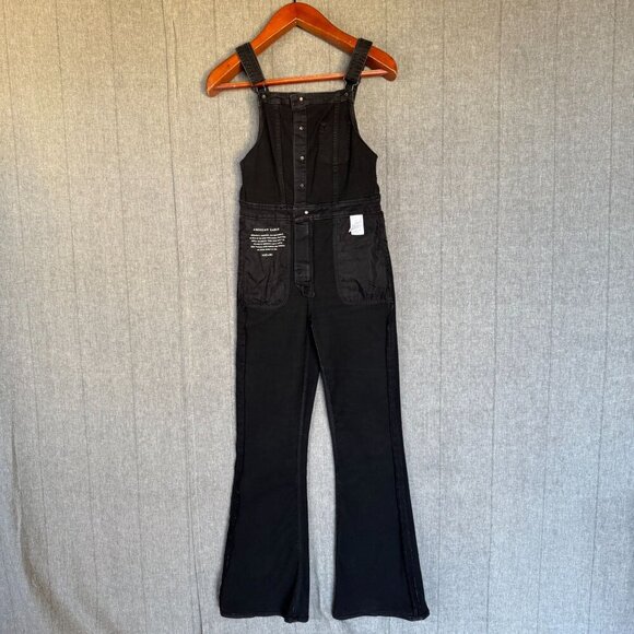 AE Ne(x)t Level Stretch Black Denim Flare Leg Overall Jeans Size 6 Long - Picture 11 of 17